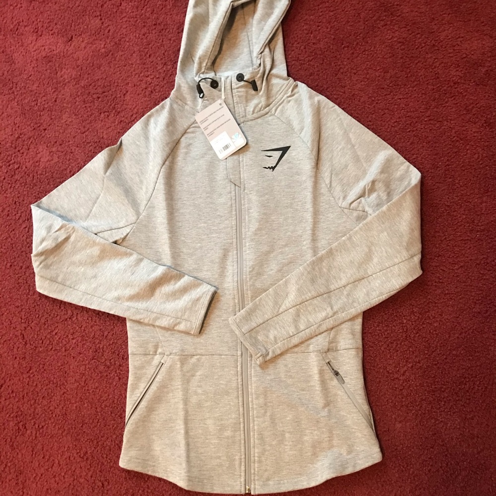 Gymshark fitted hood light grey size small